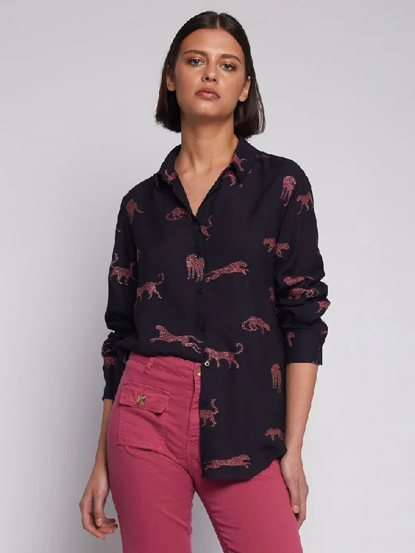 Vilagallo Gaby Shirt Cheetah Jacquard-- Plaid T-Shirt Polka Dot Checkered