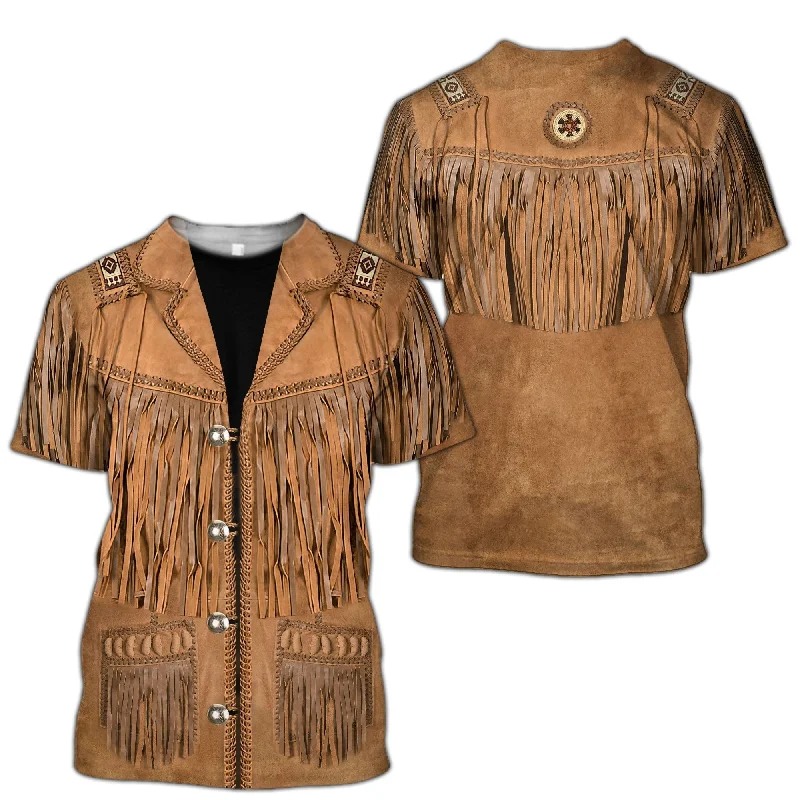 3D Full Printed Cowboy Shirt Men Women Present For Cowboy Dad-- Front Pockets Side Pockets Patch Pockets
