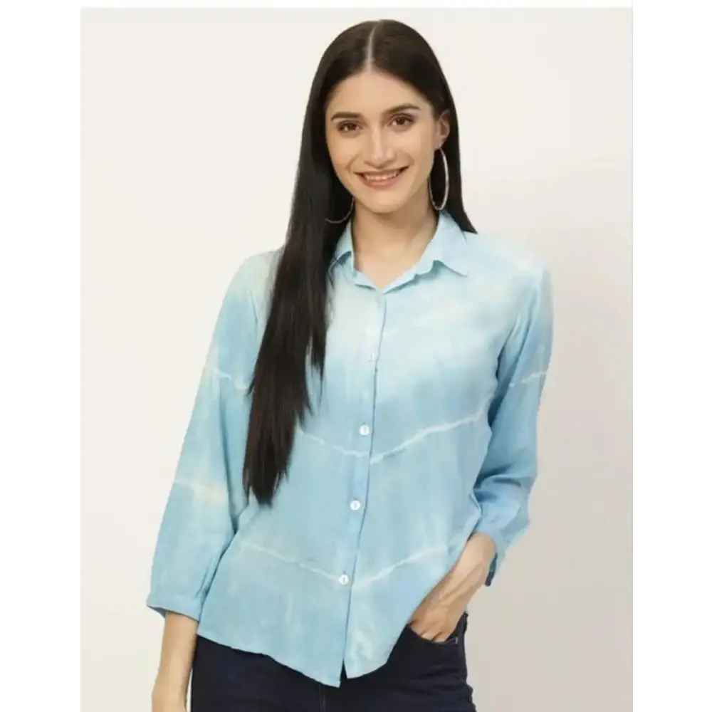 Trendy Women Crepe Printed Shirt-- Denim Fabric Leather Fabric Suede Fabric