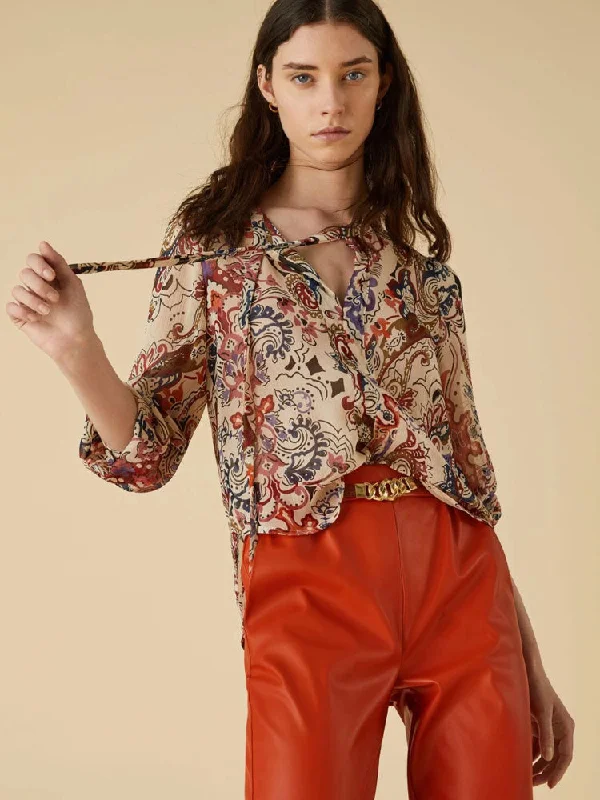 Emme Marella Papa Shirt Ivory-- Zippered Front Buttoned Front Snap Front