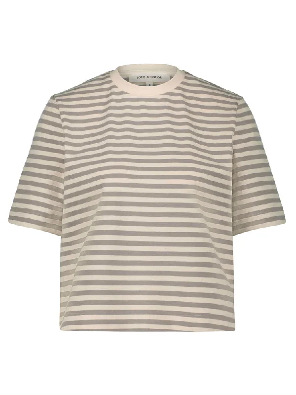 Sofie Schnoor T-Shirt Grey Striped-- Chenille Blend Fleece Blend Nylon Blend