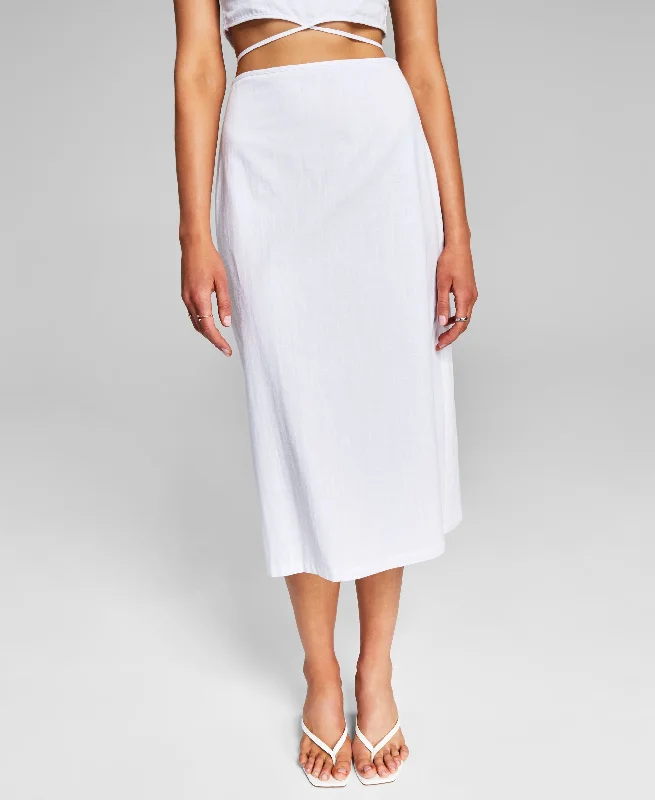 Now This Trendy Plus Size Side Slit Midi Skirt denim skirt classic