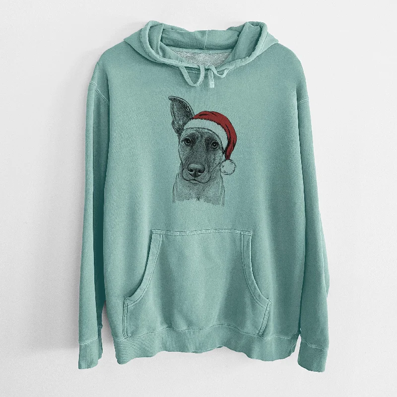 Santa Hat Zoey the Mixed Breed - Unisex Pigment Dyed Hoodie Hoodie with Belted Waist Structured Tailored