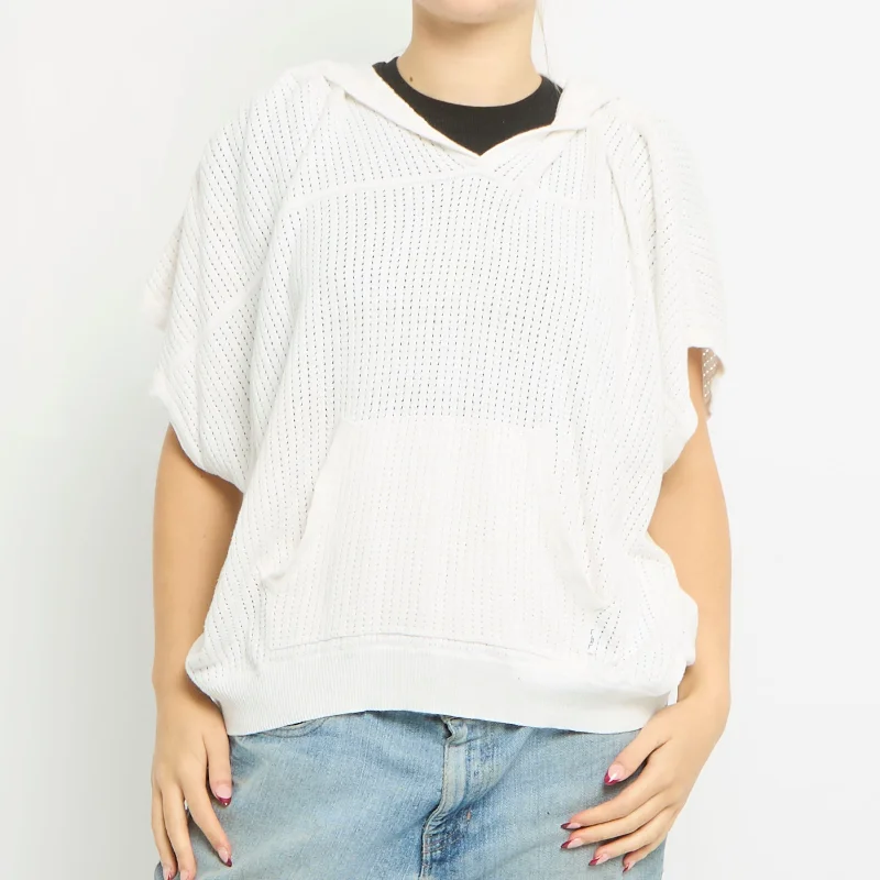 Ralph Lauren Batwing Crochet Knit Hoodie - UK 14 Hooded Sweatshirt Casual Wear Street Style