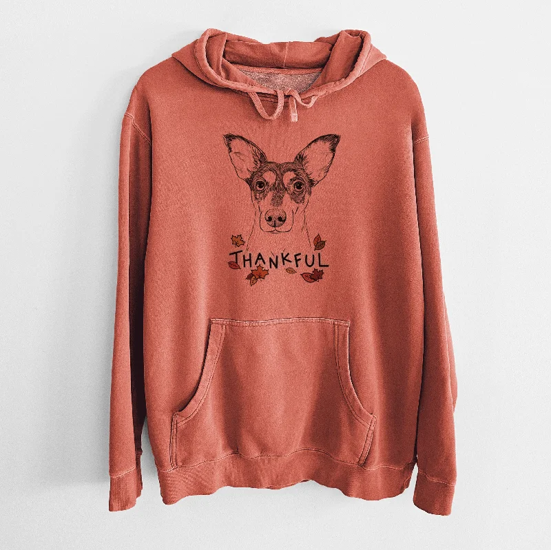 Thankful Chloe the Doxie Mix - Unisex Pigment Dyed Hoodie Graphic Hoodie Design Print