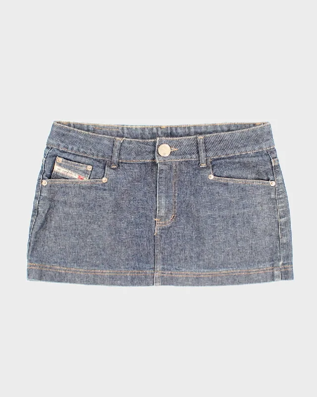 Y2K Blue Denim Mini Skirt - W:32 cashmere skirt rich