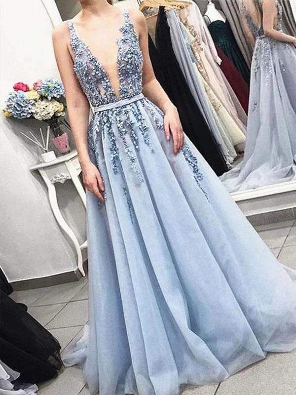 A Line V Neck Beaded Long Blue Prom Dresses, Blue V Neck Long Formal Graduation Dresses Tunics Stylish modern A Line V Neck Beaded Long Blue Prom Dresses, Blue V Neck Long Formal Graduation Dresses Tunics Stylish modern