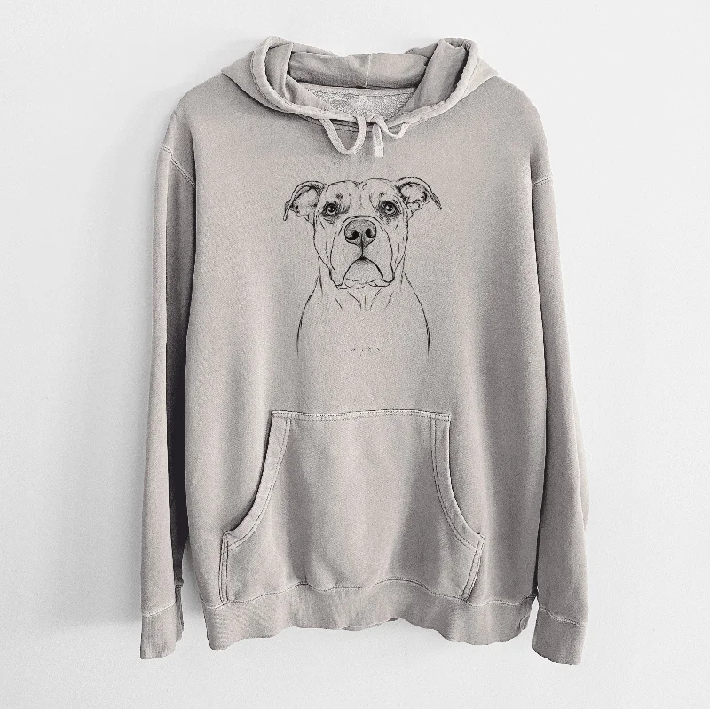 Bare KiaOra the Pitbull Mix - Unisex Pigment Dyed Hoodie Hoodie with Rhinestones Sparkly Elegant