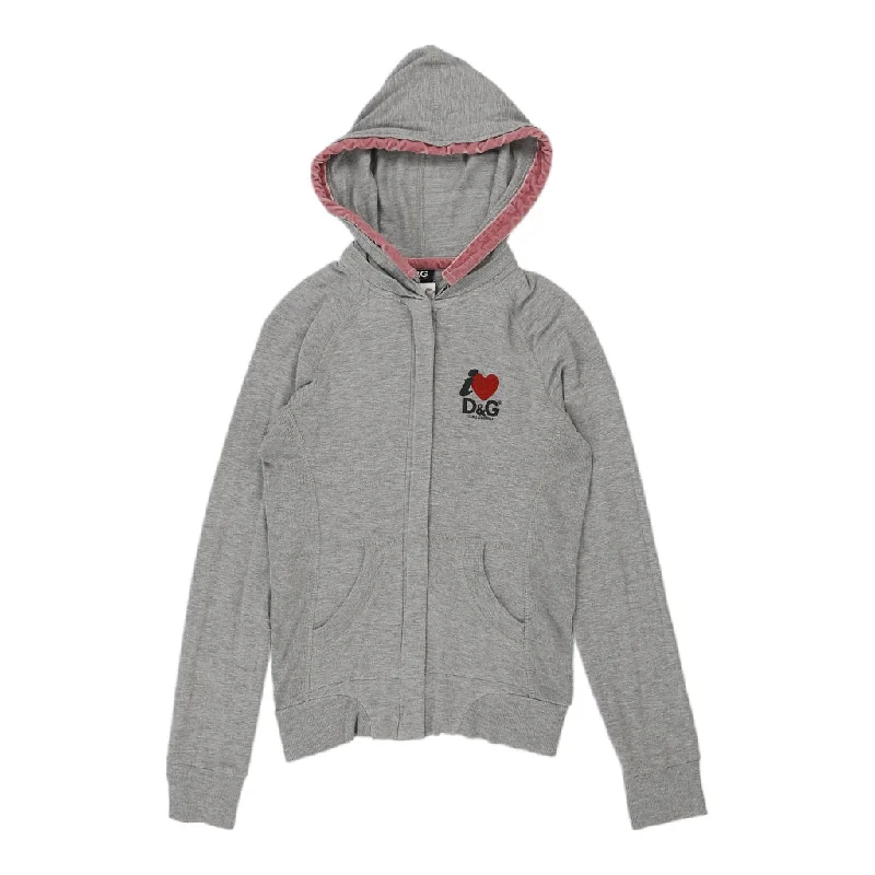 Dolce & Gabbana Hoodie - Medium Grey Cotton Hoodie with Print Artistic Unique