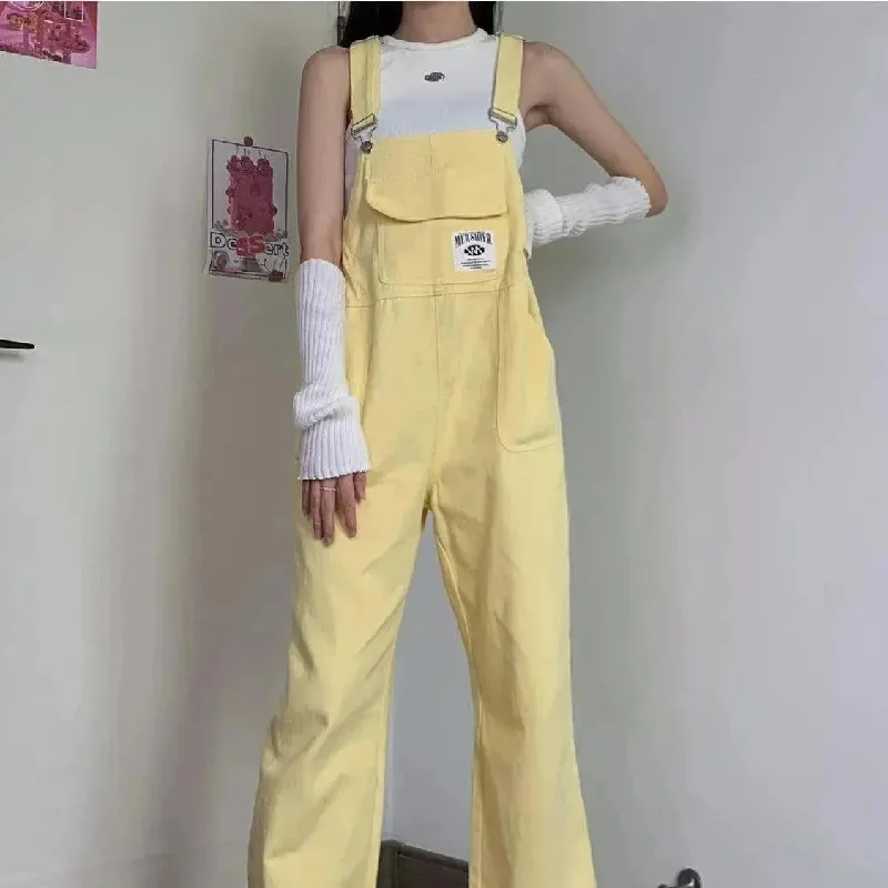 Suspender Pants High Waist Loose Straight Slimming Women Classic Pleated Pants