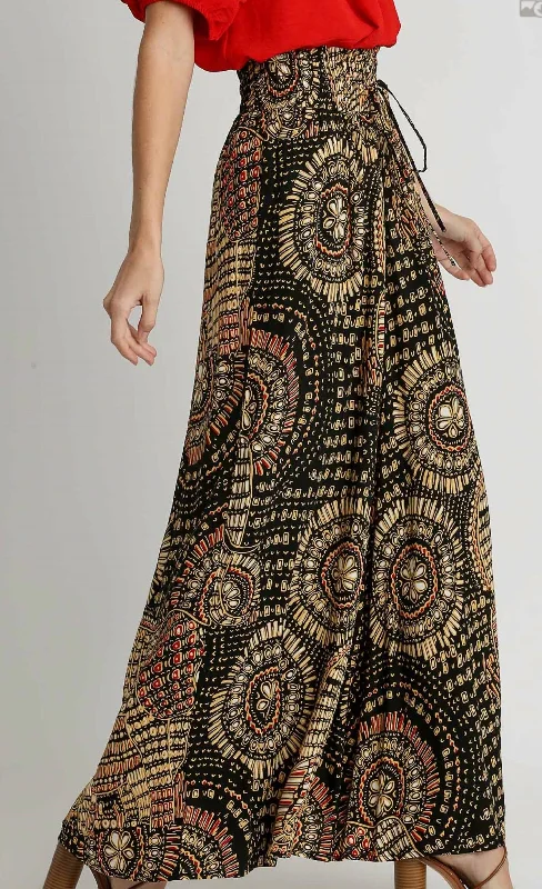 Aztec Print Flowy Pants In Multi Trendy Velvet Pants