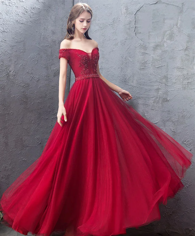 Burgundy Sweetheart Off Shoulder Long Prom Dress, Burgundy Evening Dress Turtleneck Neckline Stylish Burgundy Sweetheart Off Shoulder Long Prom Dress, Burgundy Evening Dress Turtleneck Neckline Stylish
