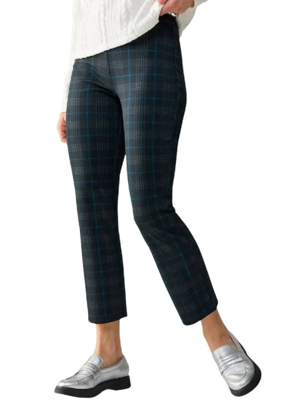 Carnaby Kick Crop Pants In Blue Moon Plaid Formal Wide-Leg Pants