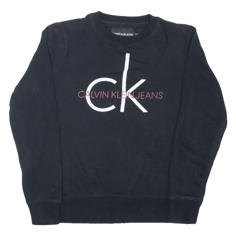 CALVIN KLEIN Sweatshirt Black Womens XS Hoodie with Batwing Sleeves Loose Dramatic
