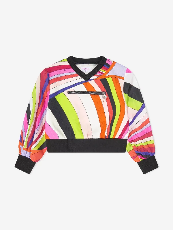 Pucci Girls Iride Print Sweatshirt in Multicolour Hoodie with Elastic Cuffs Stretchable Comfortable