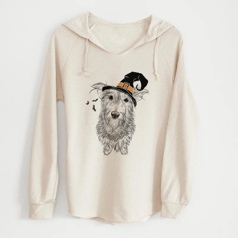 Witch Frida Doggo the Rescue Terrier Mix - Cali Wave Hooded Sweatshirt Hoodie with Raw Hem Edgy Unfinished