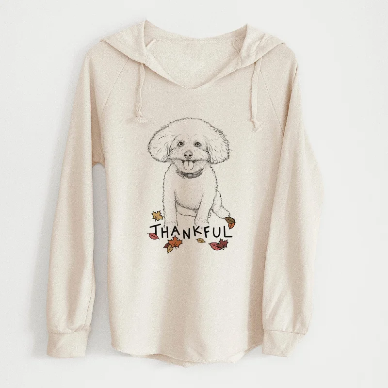 Thankful Peyton the Bichon Frise - Cali Wave Hooded Sweatshirt Hoodie with Drawstring Waist Adjustable Fitted