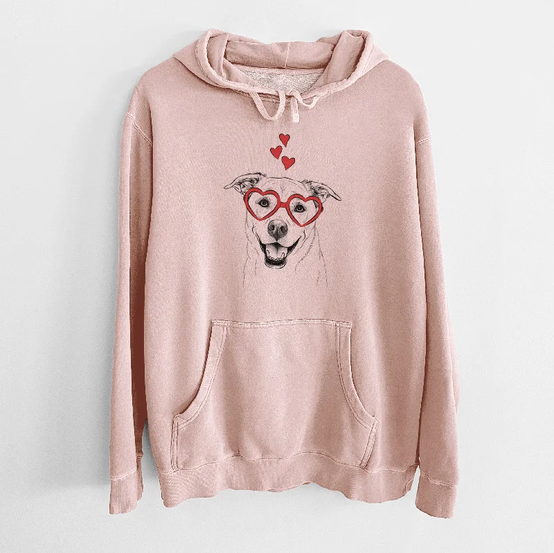 Valentine Carl the Mixed Breed - Unisex Pigment Dyed Hoodie Hoodie with Tied Waist Feminine Flattering