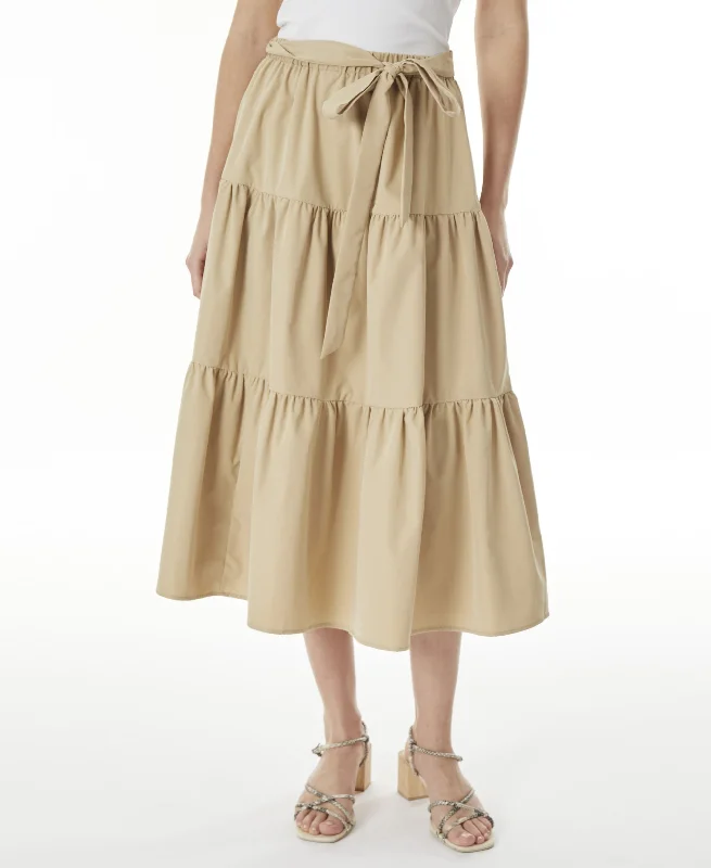 Womens 3 Tiered Self Tie Maxi Skirt linen skirt airy
