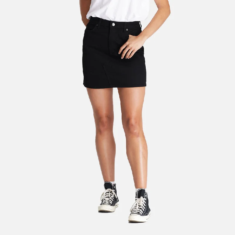 Riders Girlfriend Skirt - Black Rinse leather skirt sleek