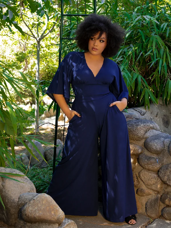 Black Widow Palazzo Pants in Navy Relaxed Linen Pants