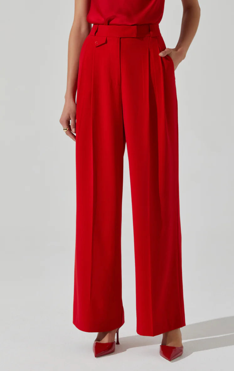 Bryony Pants-RED Casual Wide Pants