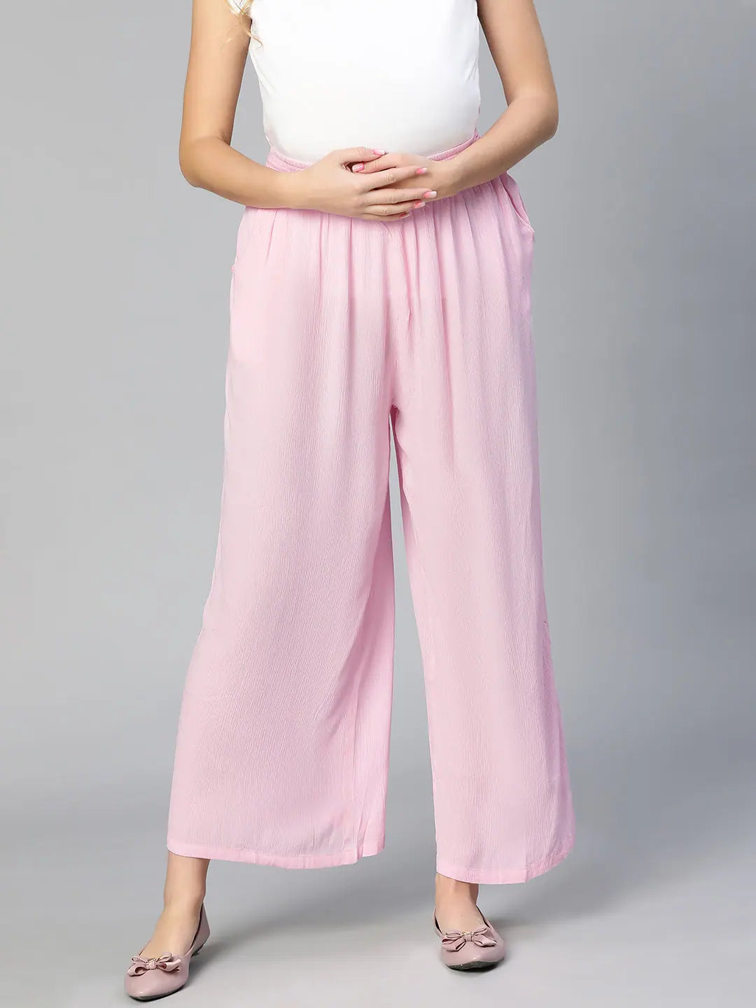 Solite Light Pink Elasticated Women Maternity Pant Classic Straight-Leg Pants