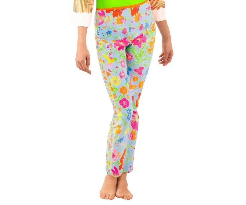 Gripeless Pull On Pant In Birds And Bees Periwinkle Trendy Tapered Pants