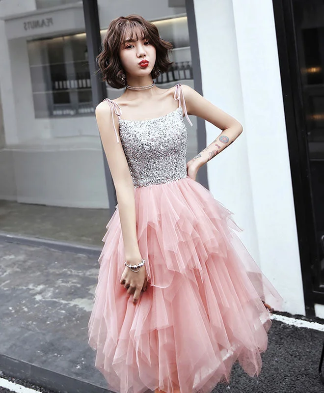 Pink Tulle Sequin Short Prom Dress, Pink Tulle Homecoming Dress Tunics Trendy modern Pink Tulle Sequin Short Prom Dress, Pink Tulle Homecoming Dress Tunics Trendy modern