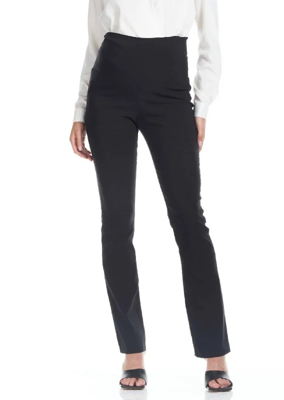 Flora Slim Straight Maternity Pants In Black High-Waist Yoga Pants