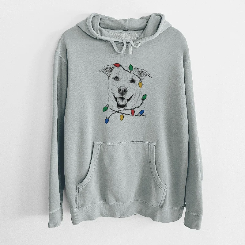 Christmas Lights Carl the Mixed Breed - Unisex Pigment Dyed Hoodie Hoodie with Drawstring Waist Adjustable Fitted