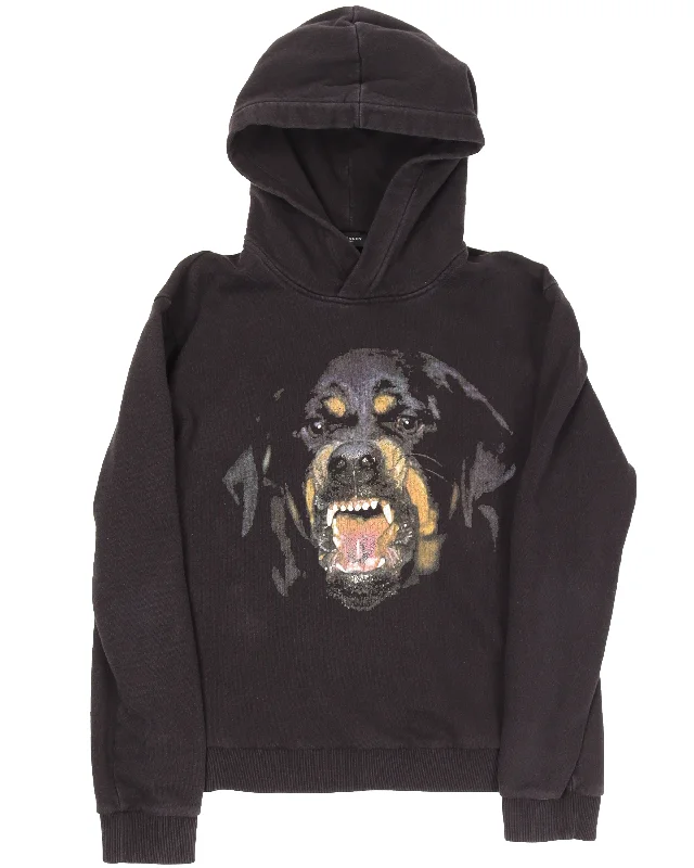 Rottweiler Printed Hoodie Hoodie with Ribbed Neckline Snug Warm