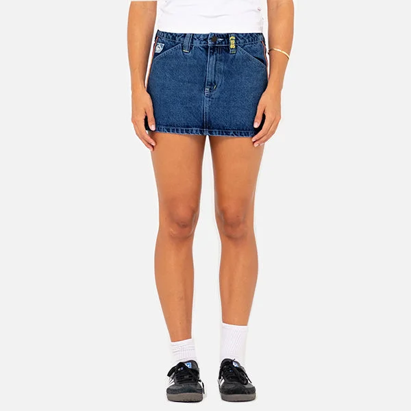 Rusty Flip Mommy Low Rise Mini Skirt - Deep Sea Blue low waist skirt