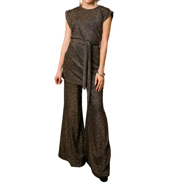 Aura Tunic & Palazzo Pants Set In Multi Formal Linen Trousers