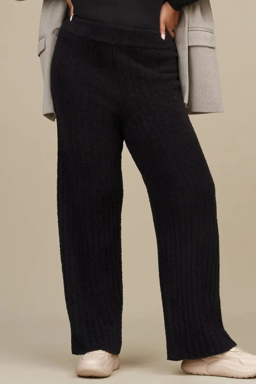 Terri Ribbed Pants - Black Comfortable Cargo Pants
