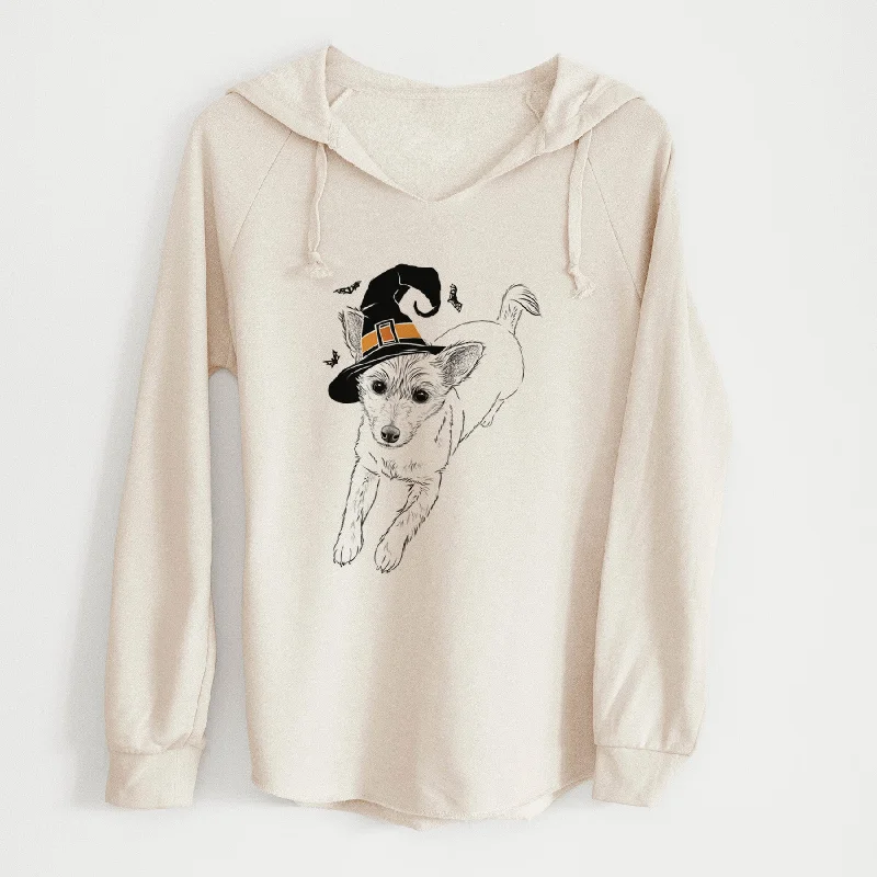 Witch Maisie the Terrier Mix - Cali Wave Hooded Sweatshirt Hoodie with Ribbed Neckline Snug Warm