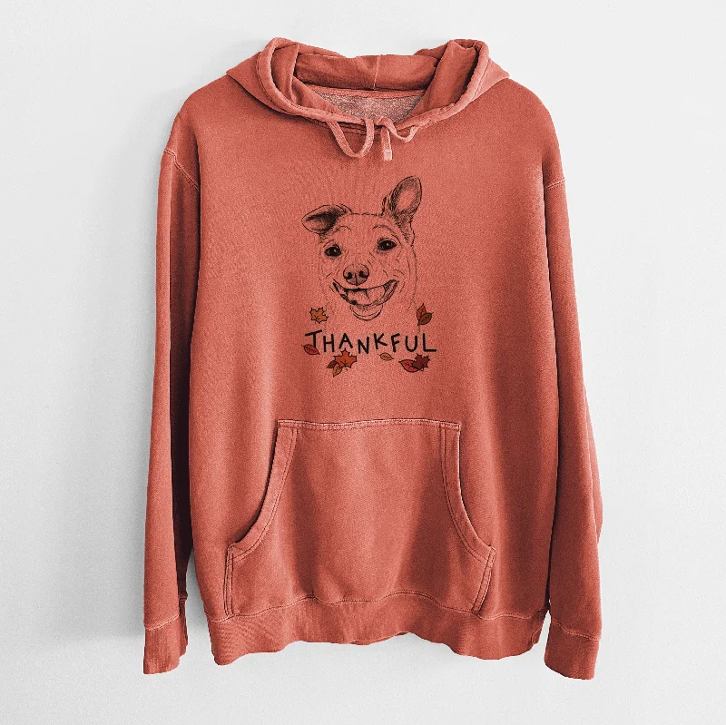 Thankful Mortimer the Mixed Breed - Unisex Pigment Dyed Hoodie Hoodie with Rhinestones Sparkly Elegant