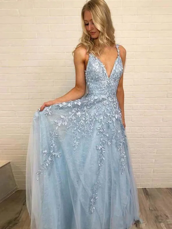 A Line V Neck Light Blue Lace Prom Dresses, Light Blue V Neck Lace Formal Graduation Evening Dresses Tunic Top Casual A Line V Neck Light Blue Lace Prom Dresses, Light Blue V Neck Lace Formal Graduation Evening Dresses Tunic Top Casual