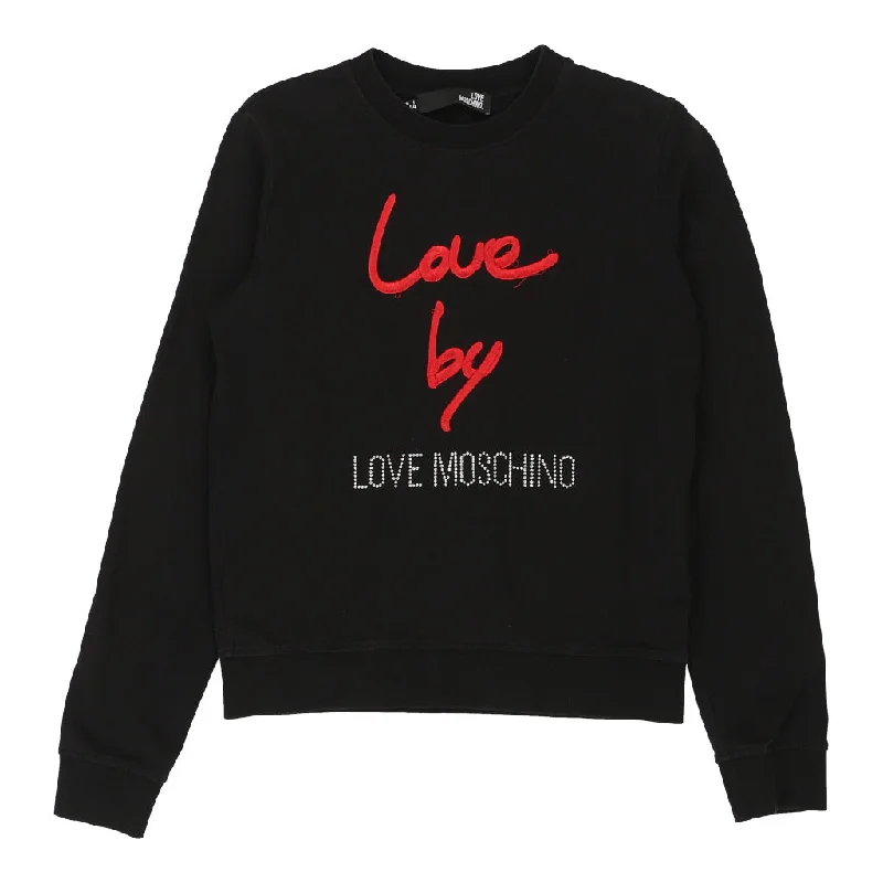 Love Moschino Sweatshirt - Small Black Cotton Cotton Hoodie Fleece Lining Warmth