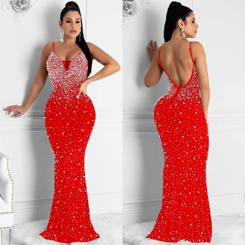 Crystal Pearls Backless Wedding Party Prom Dress Ball Gown S 451441 Tunics Seasonal trendy
