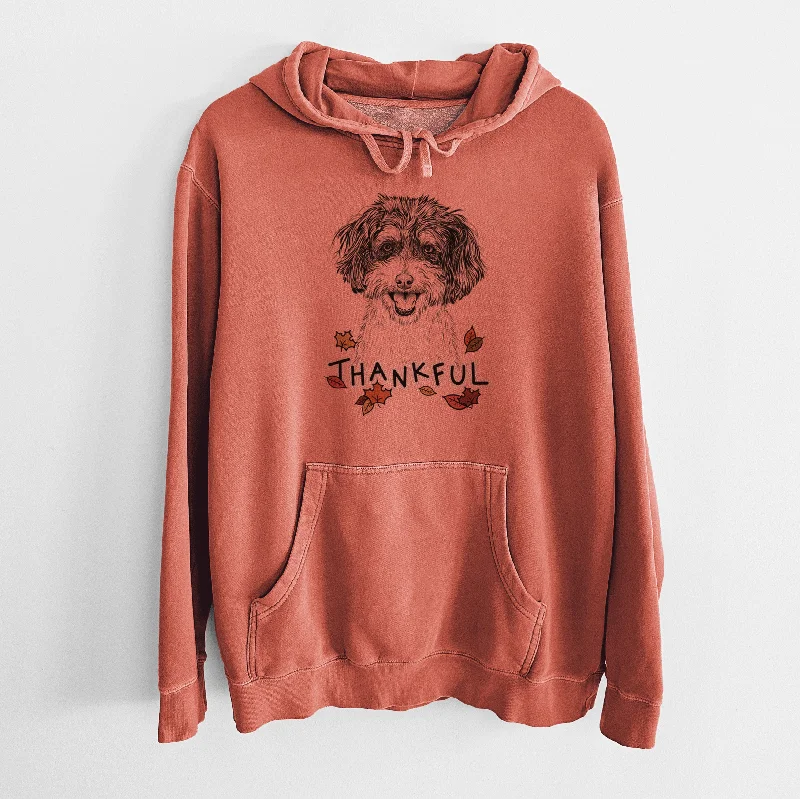 Thankful Carlos the Cavapoo - Unisex Pigment Dyed Hoodie Cotton Hoodie Fleece Lining Warmth