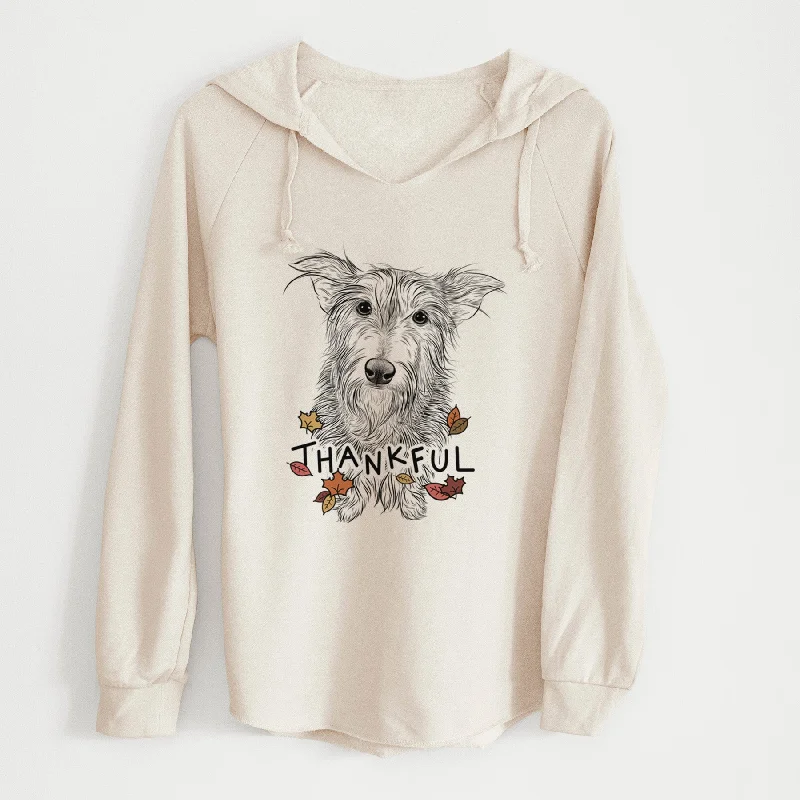 Thankful Frida Doggo the Rescue Terrier Mix - Cali Wave Hooded Sweatshirt Hoodie with Illustration Artistic Creative