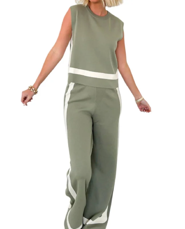 Eyes On Me Knit Pant Set In Sage Green Stylish Casual Pants