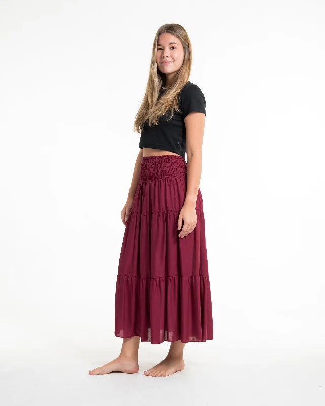 Solid Color Midi Skirt in Red athletic skirt fit