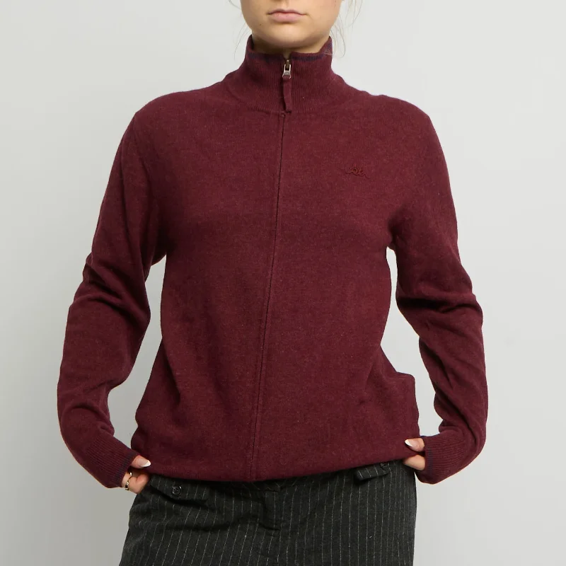 Kappa Zip Up Knitted Sweatshirt - UK 14 Hoodie with Cropped Fit Short Trendy