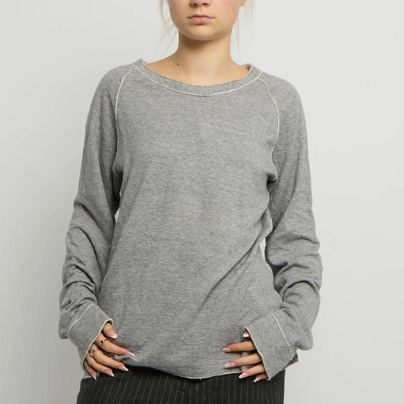 Diesel Raw Hem Sweatshirt - UK 14 Hoodie with Hidden Zipper Minimalist Clean
