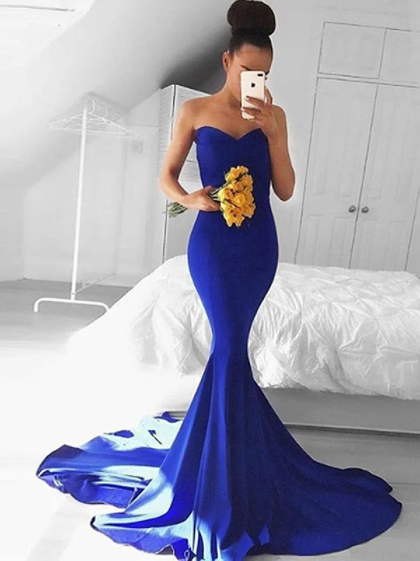 Custom Made Sweethearet Neck Mermaid Royal Blue Prom Dresses, Mermaid Blue Formal Dresses, Graduation Dresses Tunics Summer linen Custom Made Sweethearet Neck Mermaid Royal Blue Prom Dresses, Mermaid Blue Formal Dresses, Graduation Dresses Tunics Summer linen