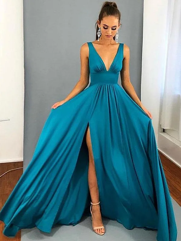 A Line V Neck Blue Prom Dresses, Blue V Neck Graduation Dresses, Formal Dresses Tunics Occasion special A Line V Neck Blue Prom Dresses, Blue V Neck Graduation Dresses, Formal Dresses Tunics Occasion special