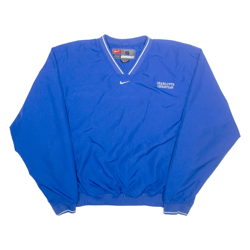 NIKE TEAM Sweatshirt Blue V-Neck Womens S Hoodie with Lace Feminine Delicate