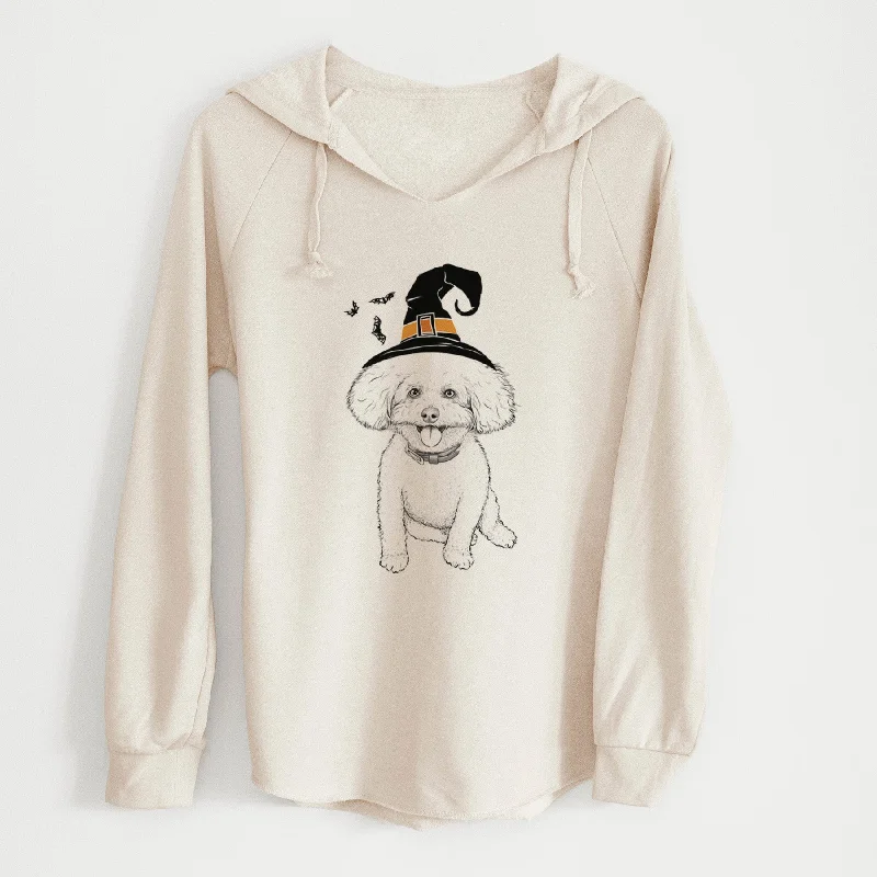 Witch Peyton the Bichon Frise - Cali Wave Hooded Sweatshirt Hoodie with Front Slit Layering Stylish